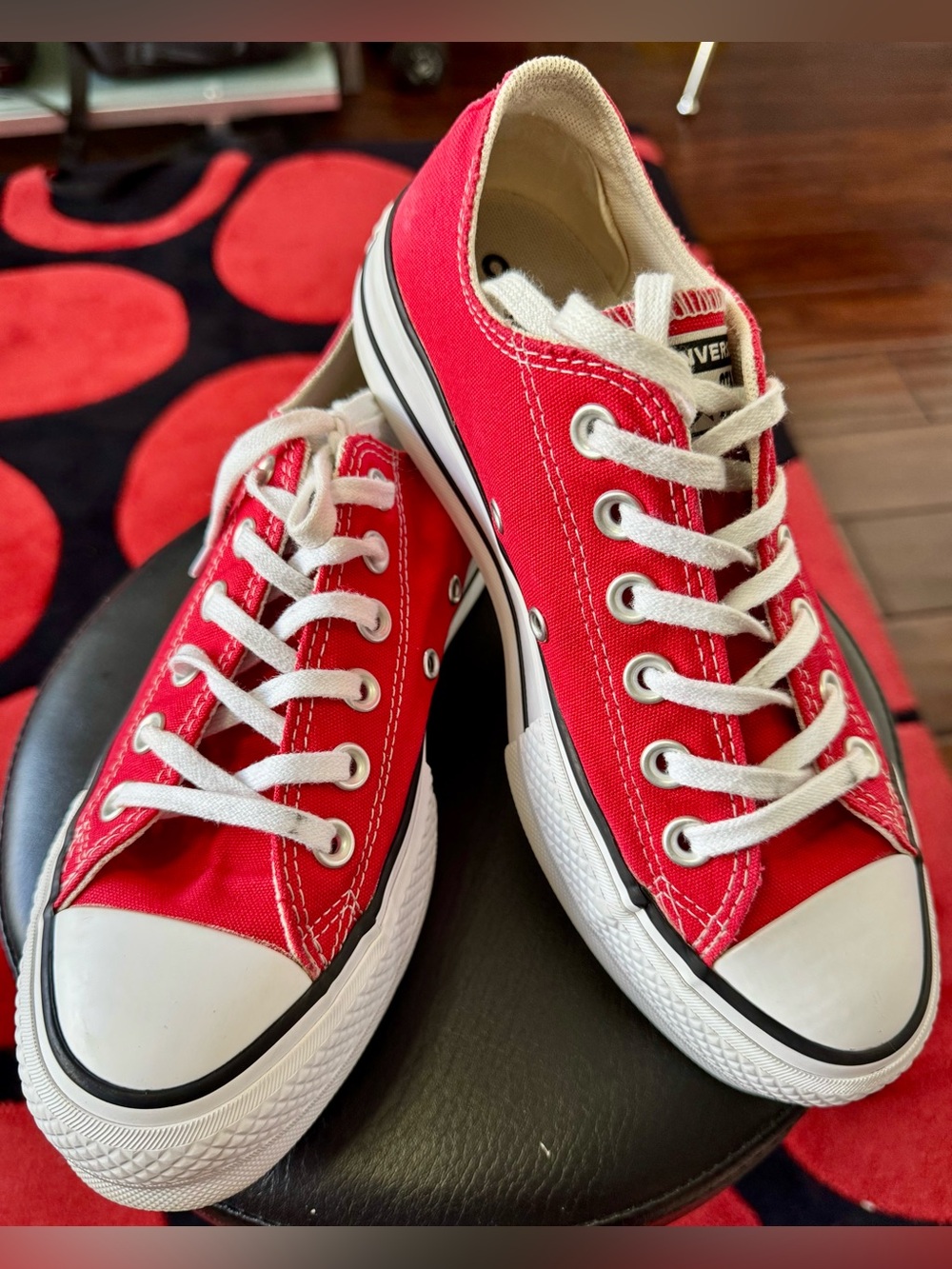 Red Low-Top Canvas Women’s Sneakers - Classic Converse Style